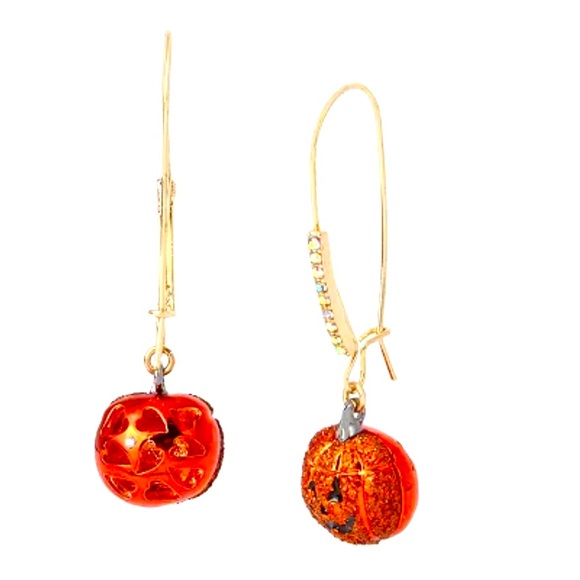 New Betsey Johnson Pumpkin Drop Earrings - Picture 3 of 8